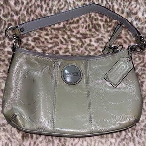Coach Silver Shoulder Bag with Signature Medallion